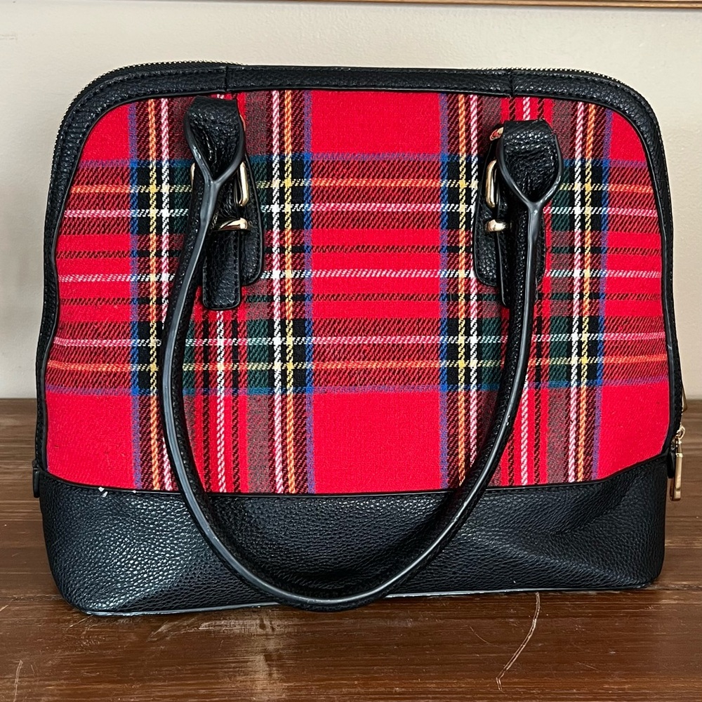 Plaid Red and Black Women's Handbag